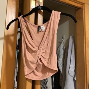 Divided Pink Twist Crop Top